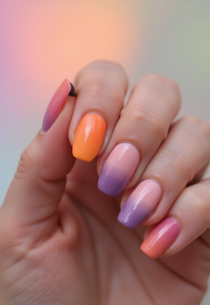 12 Bright Summer Nail Designs to Stand Out - 2. Sunset Ombre