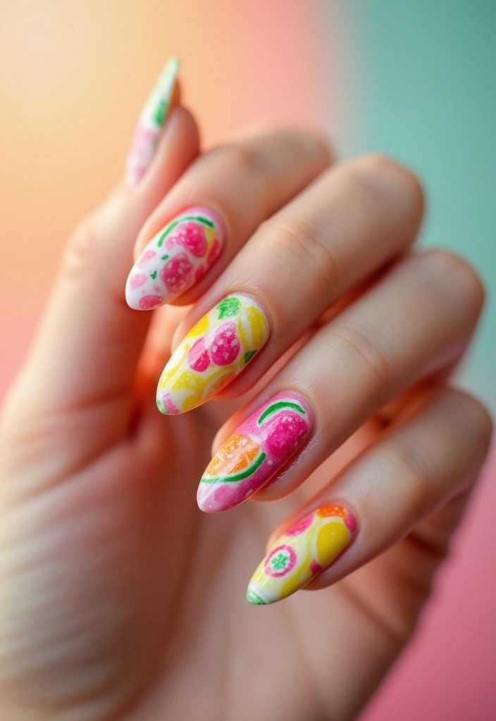 12 Bright Summer Nail Designs to Stand Out - 6. Fruit Frenzy