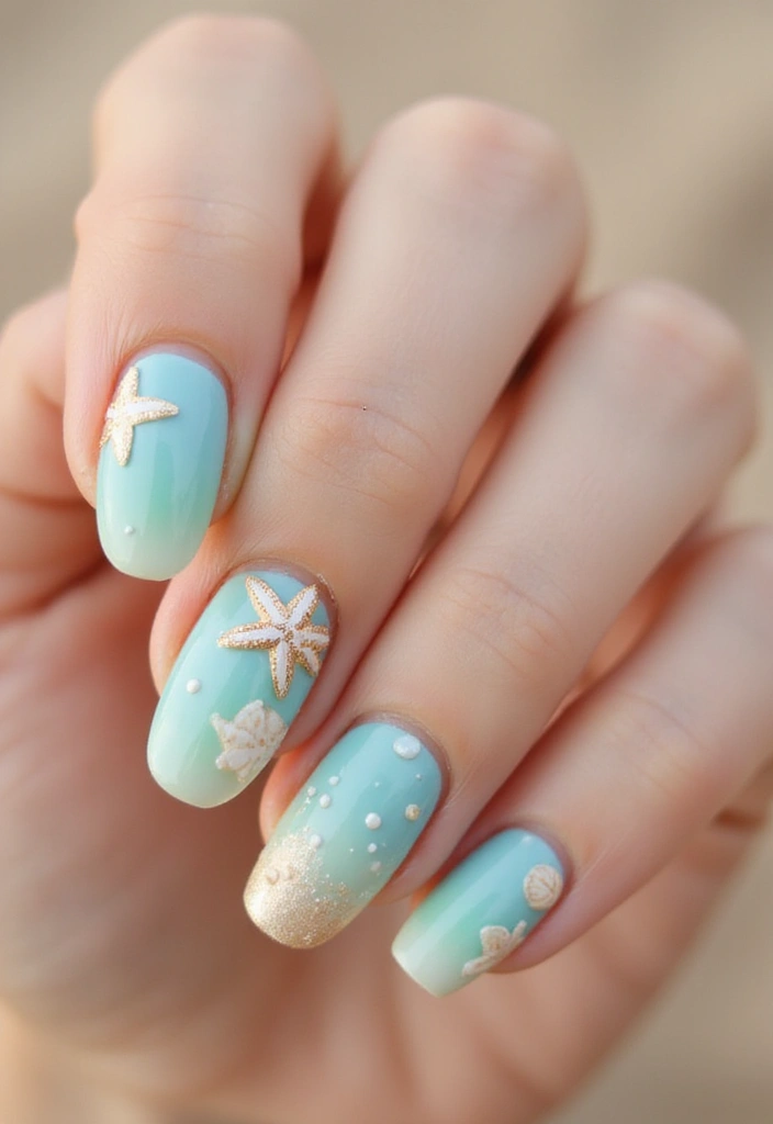 12 Bright Summer Nail Designs to Stand Out - 7. Shells and Starfish