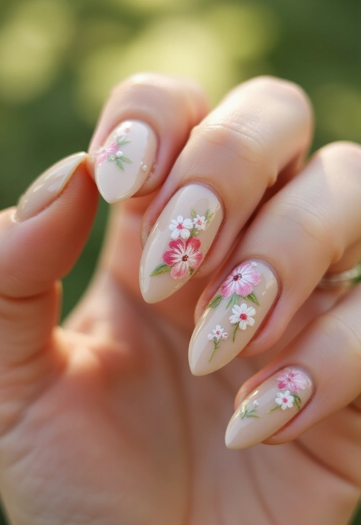 12 Trendy Minimalist Nails for a Chic Summer - 8. Minimalist Floral Print