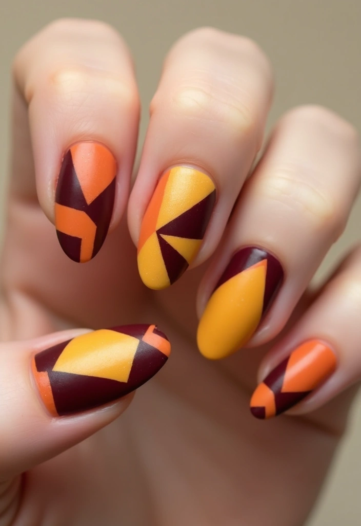 14 Modern Autumn Nail Inspo for a Trendy Look - 13. Geometric Patterns
