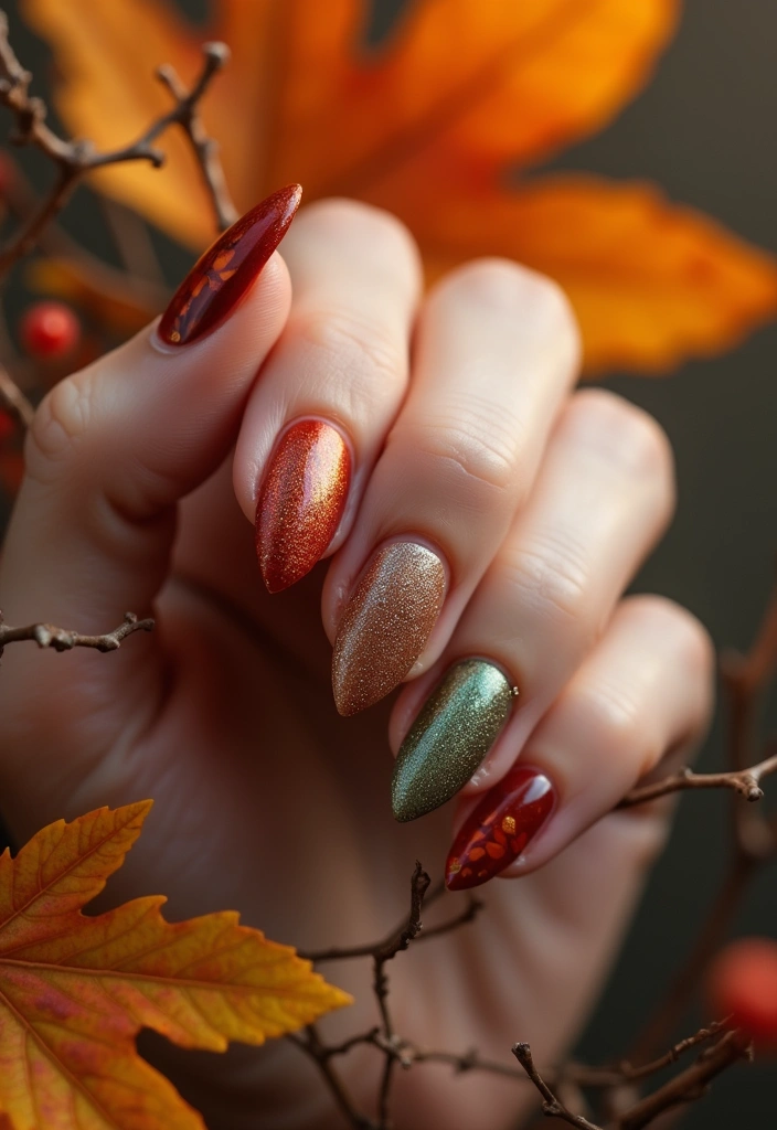 14 Modern Autumn Nail Inspo for a Trendy Look - 14. Nature’s Palette