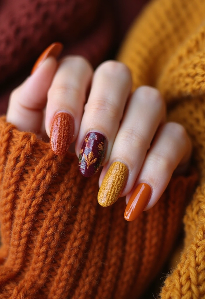 14 Modern Autumn Nail Inspo for a Trendy Look - 4. Cozy Sweater Patterns