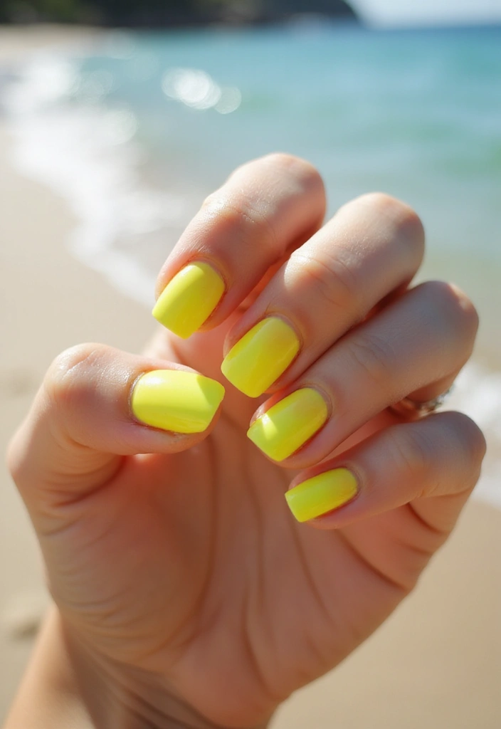 14 Neon Summer Nails to Brighten Your Day - 1. Electric Yellow Ombré