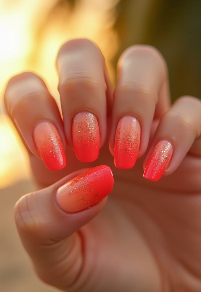 14 Neon Summer Nails to Brighten Your Day - 10. Neon Coral Gradient