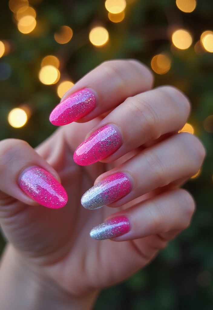 14 Neon Summer Nails to Brighten Your Day - 11. Neon Glitter Fade