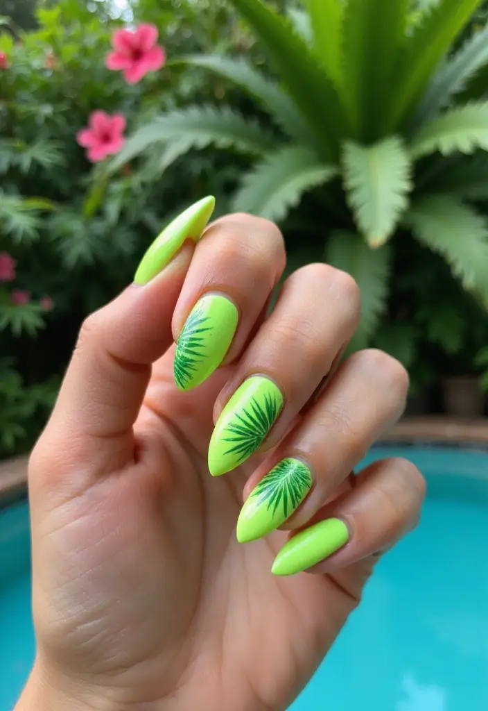 14 Neon Summer Nails to Brighten Your Day - 4. Neon Green Jungle