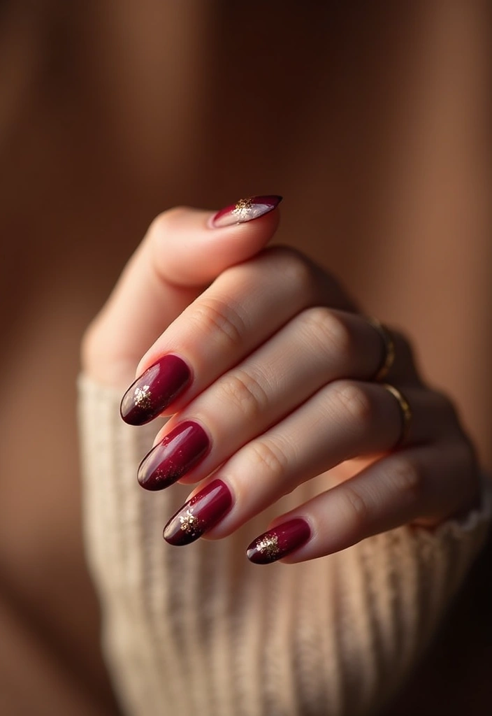 15 Elegant Glitter Gradient French Manicure Ideas - 6. Elegant Burgundy Fade