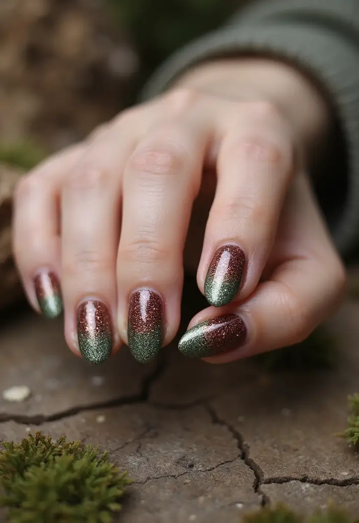 15 Elegant Glitter Gradient French Manicure Ideas - 8. Earthy Tones with Glitter