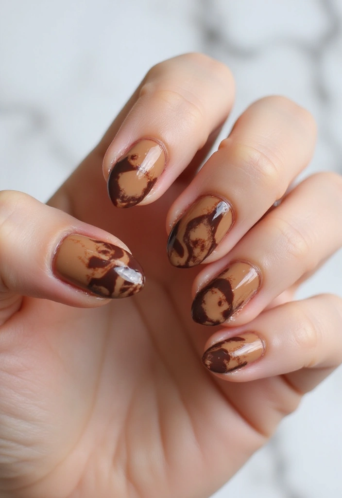 16 Neutral Trendy Nails for Effortless Style - 10. Caramel Swirl Designs