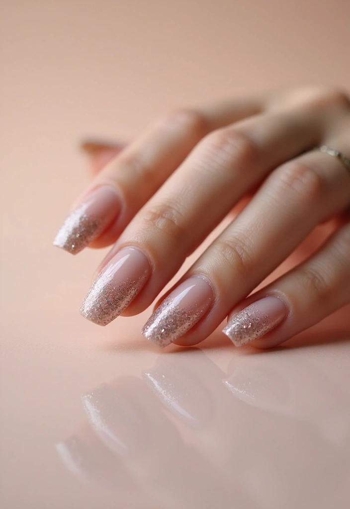 16 Neutral Trendy Nails for Effortless Style - 12. Cool Beige with Glitter Gradient