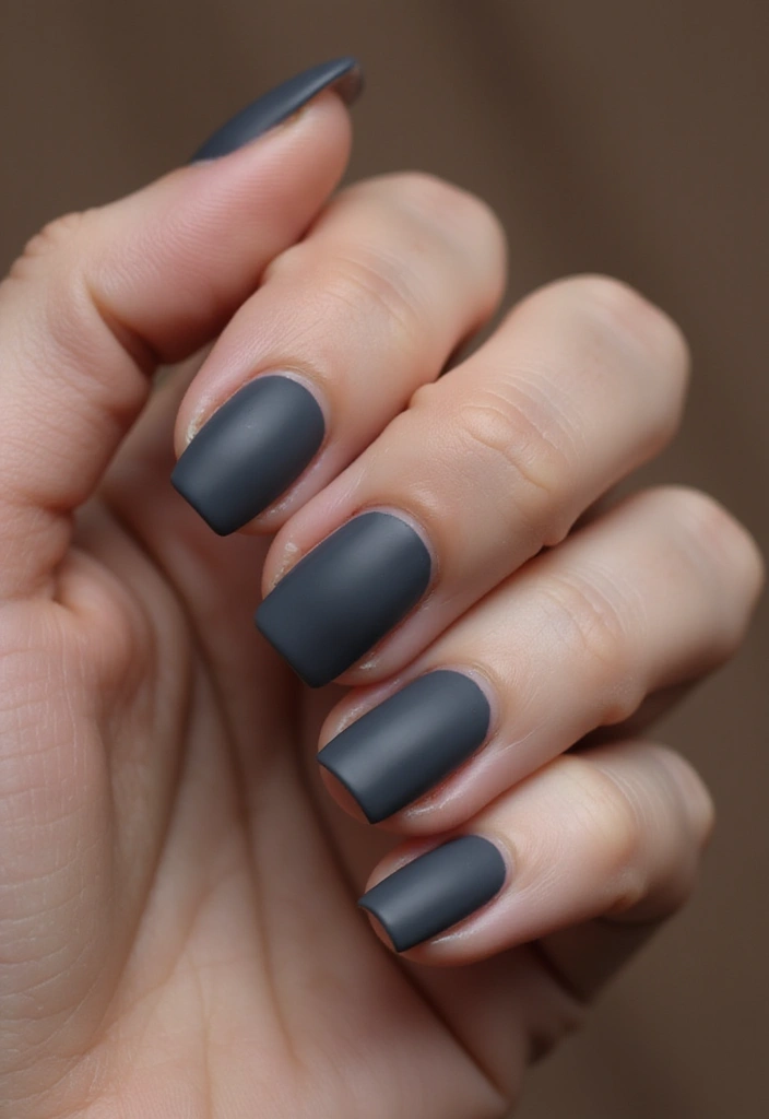 16 Neutral Trendy Nails for Effortless Style - 14. Slate Grey with Matte Glaze