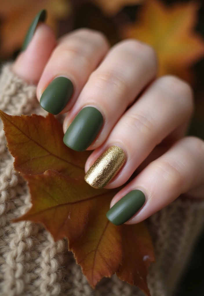 18 Must-Try Autumn Nail Trends for Fashion Lovers - 2. Matte Olive Green