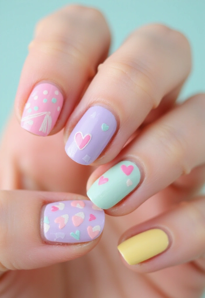 20 Chic Love-Themed Nail Designs to Fall For - 15. Sweet Candy Hearts
