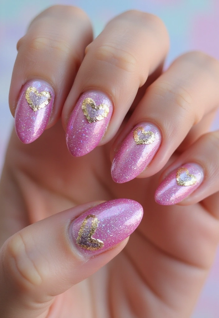 20 Chic Love-Themed Nail Designs to Fall For - 6. Glittering Hearts