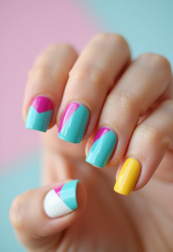 20 Chunky Nail Art Styles Trending Now - 14. Color-Blocked Chunky