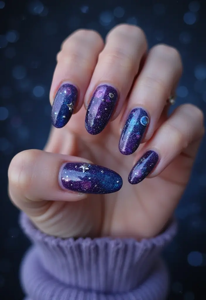20 Chunky Nail Art Styles Trending Now - 20. Cosmic Creations