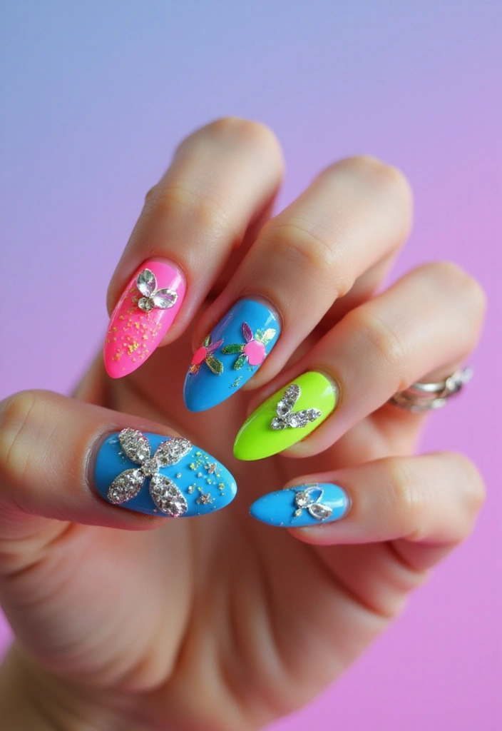 20 Chunky Nail Art Styles Trending Now - 4. Neon Dreams