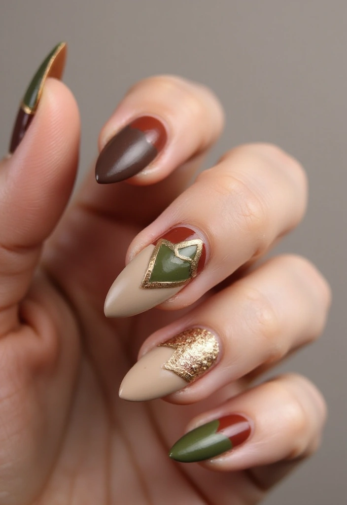 20 Chunky Nail Art Styles Trending Now - 7. Earthy Tones