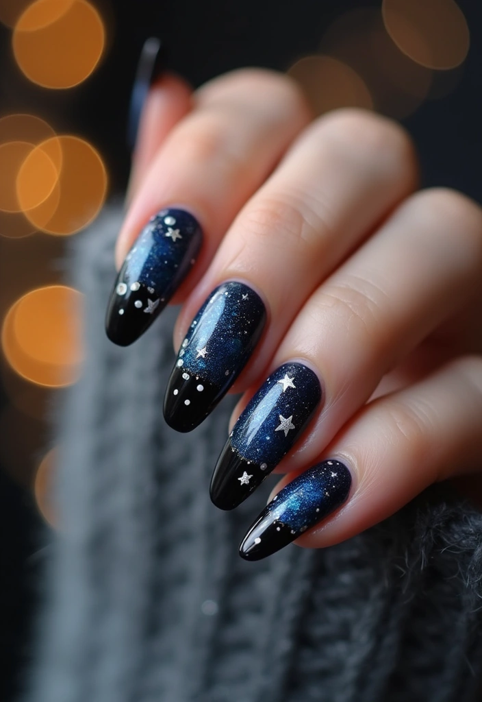 20 Cozy Autumn Winter Nail Designs to Try This Year - 12. Dark Night Sky