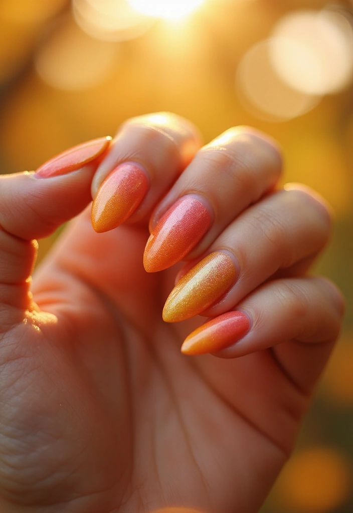 20 Cozy Autumn Winter Nail Designs to Try This Year - 19. Golden Hour Glow