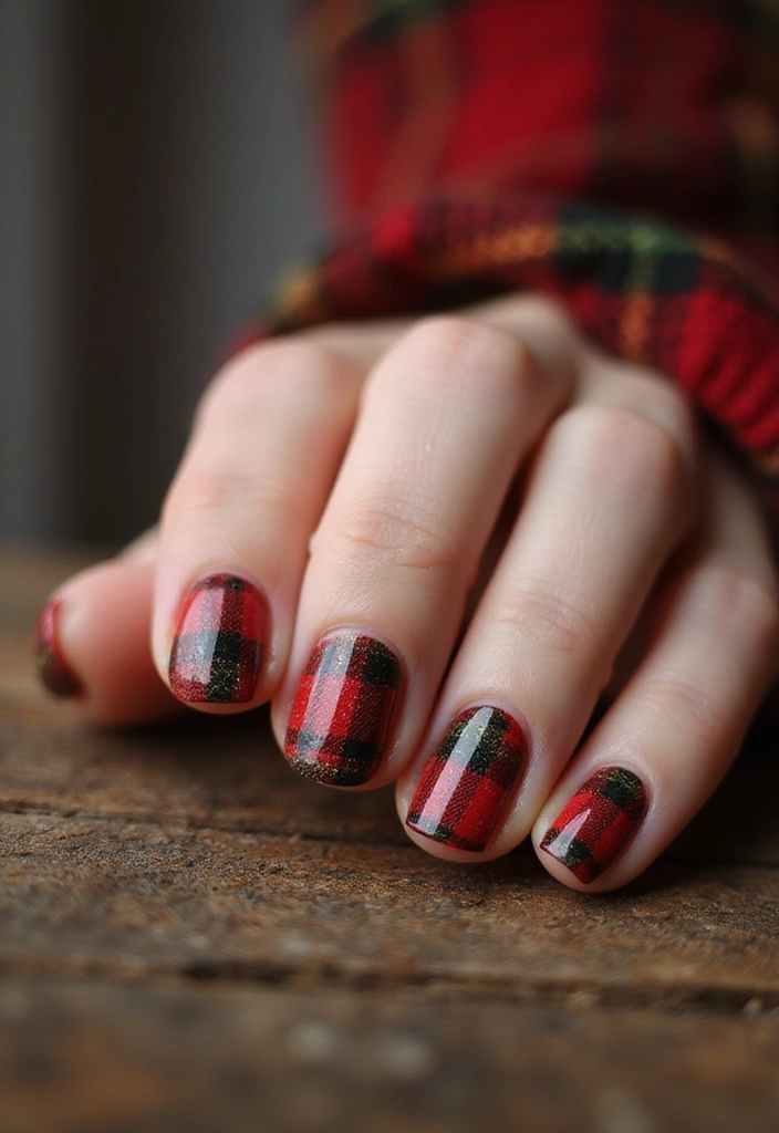 20 Cozy Autumn Winter Nail Designs to Try This Year - 5. Cozy Flannel Patterns
