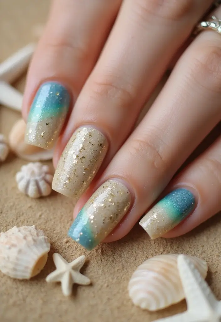 20 Fun Summer Nail Art Ideas You’ll Love - 12. Sand and Sea
