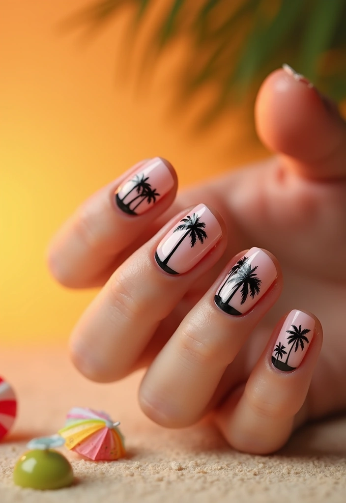 20 Fun Summer Nail Art Ideas You’ll Love - 3. Palm Tree Silhouettes