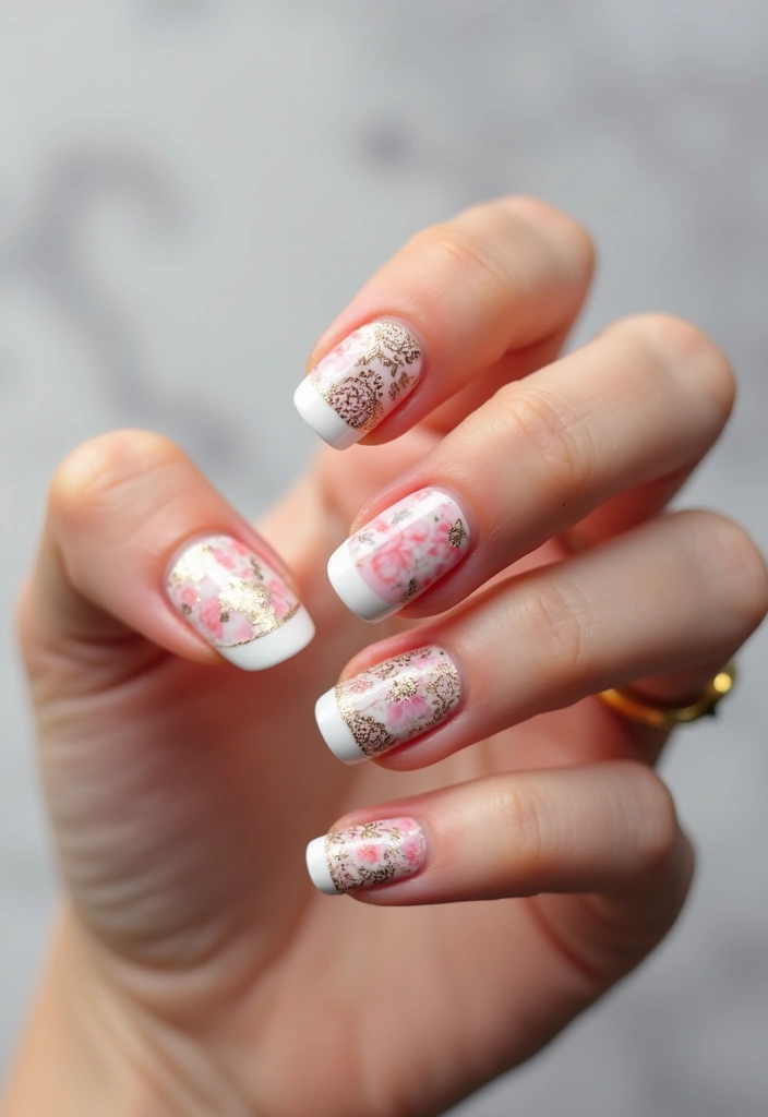 20 Gorgeous French Tip Nails to Copy Right Now - 16. Stamping Techniques