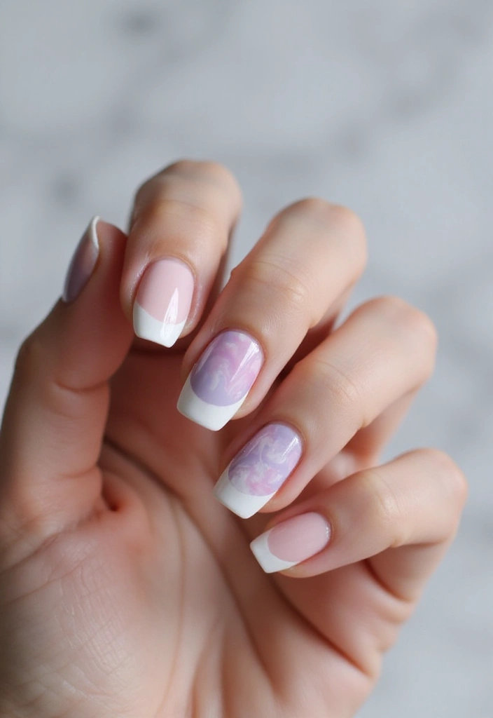 20 Gorgeous French Tip Nails to Copy Right Now - 7. Marble Effect
