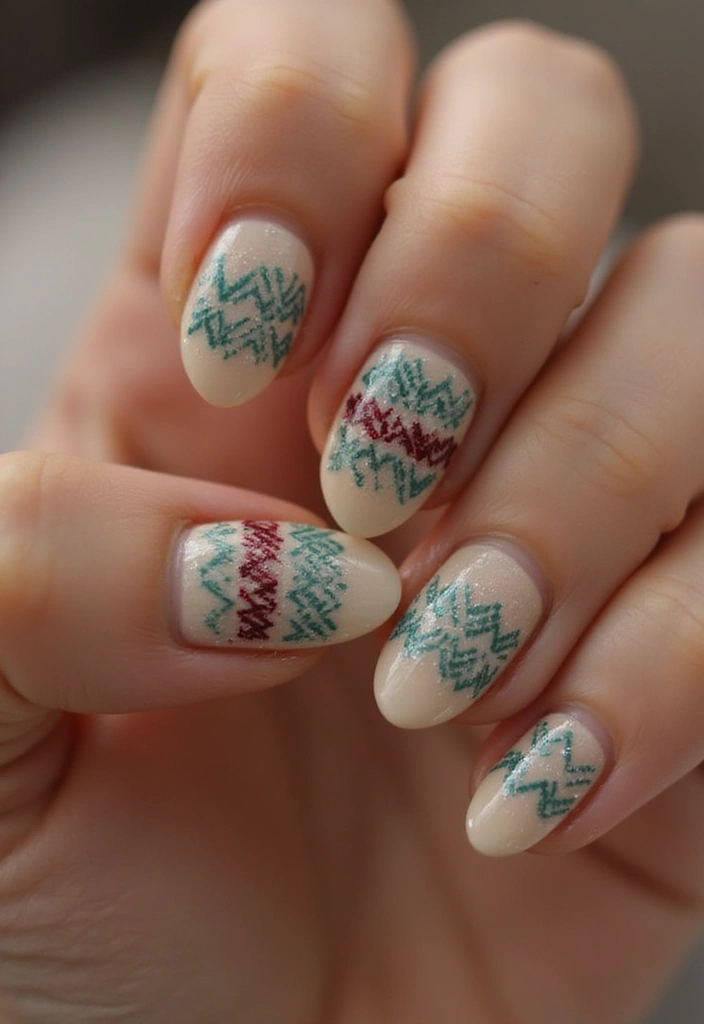 20 Rustic Nail Designs Perfect for Thanksgiving - 11. Cozy Knit Patterns