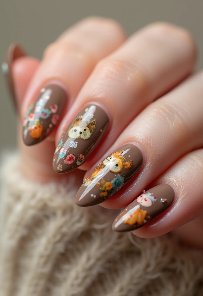 20 Rustic Nail Designs Perfect for Thanksgiving - 12. Whimsical Woodland Creatures