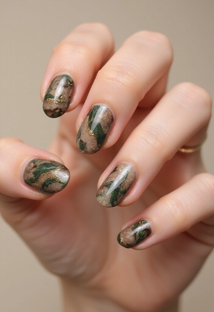 20 Rustic Nail Designs Perfect for Thanksgiving - 13. Earthy Marble