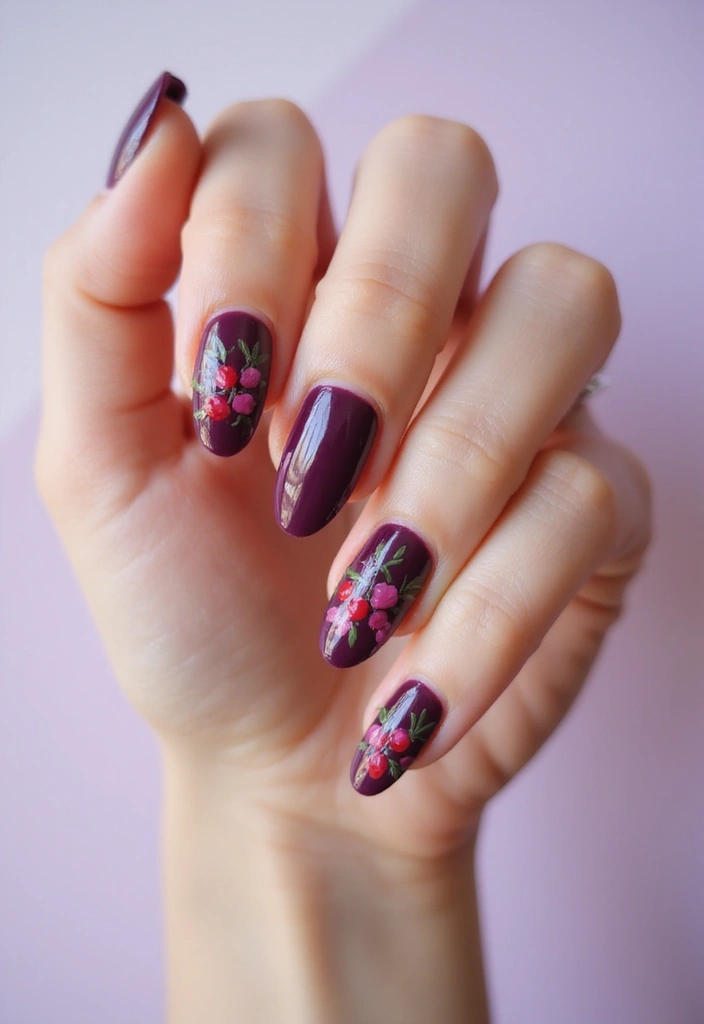 20 Rustic Nail Designs Perfect for Thanksgiving - 17. Berry Bounty