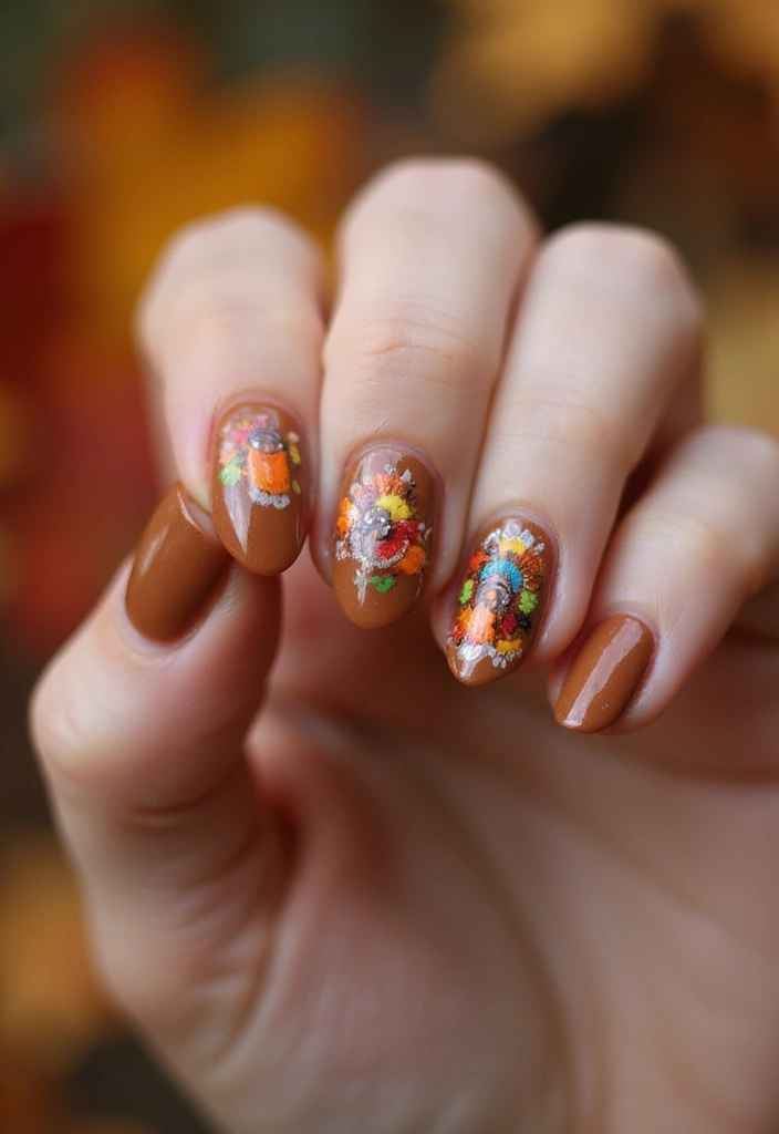 20 Rustic Nail Designs Perfect for Thanksgiving - 8. Thanksgiving Turkey