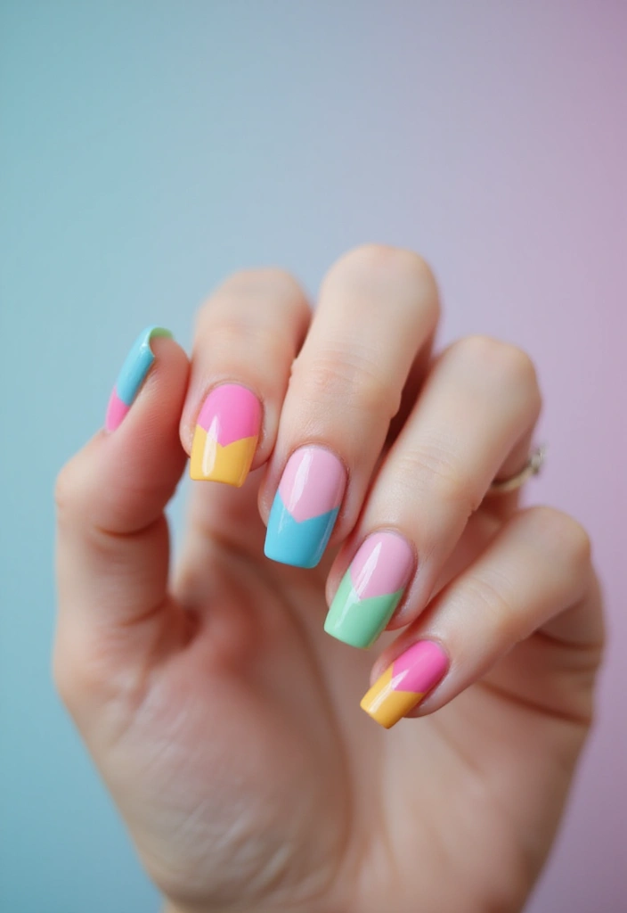 20 Stunning Summer Acrylic Nail Ideas - 10. Colorful French Tips