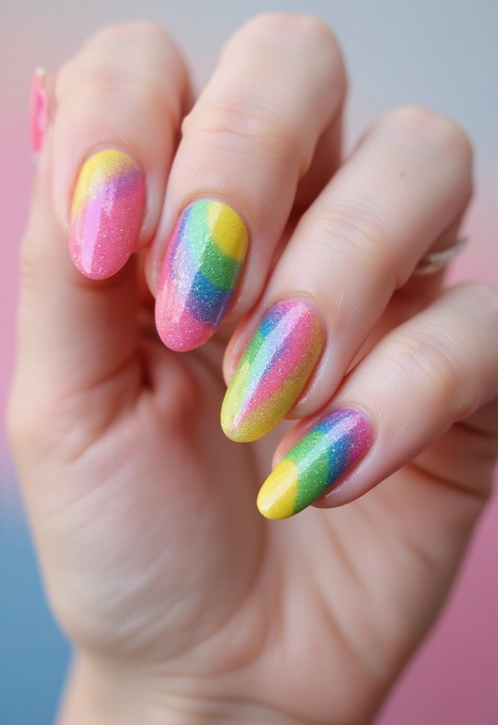20 Stunning Summer Acrylic Nail Ideas - 13. Rainbow Swirl