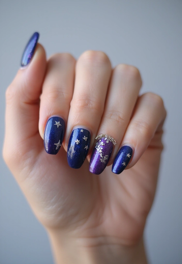 20 Stunning Summer Acrylic Nail Ideas - 14. Starry Night