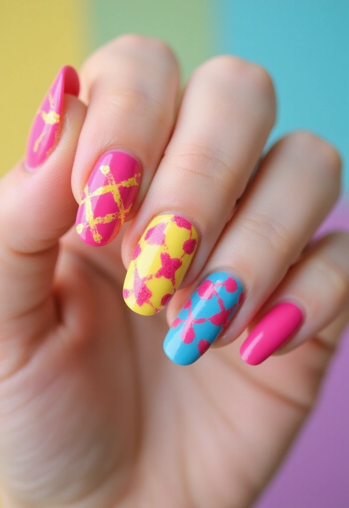 20 Stunning Summer Acrylic Nail Ideas - 16. Geometric Patterns