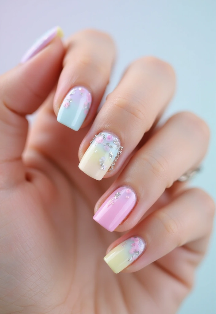 20 Stunning Summer Acrylic Nail Ideas - 17. Pastel Rainbow