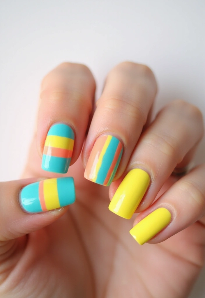 20 Stunning Summer Acrylic Nail Ideas - 19. Simple Stripes