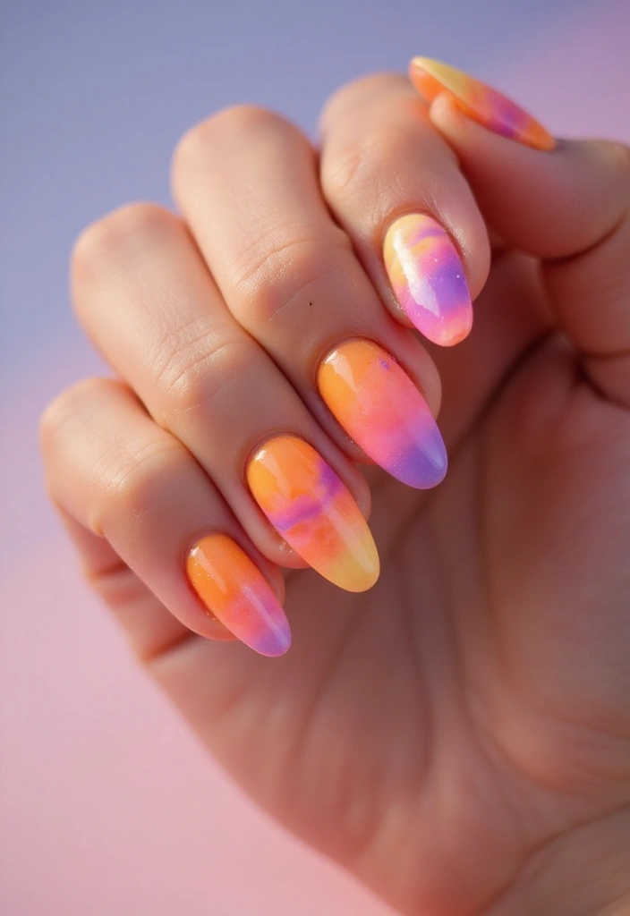 20 Stunning Summer Acrylic Nail Ideas - 2. Sunset Ombre