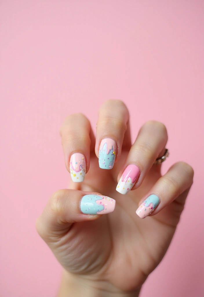 20 Stunning Summer Acrylic Nail Ideas - 7. Ice Cream Delight