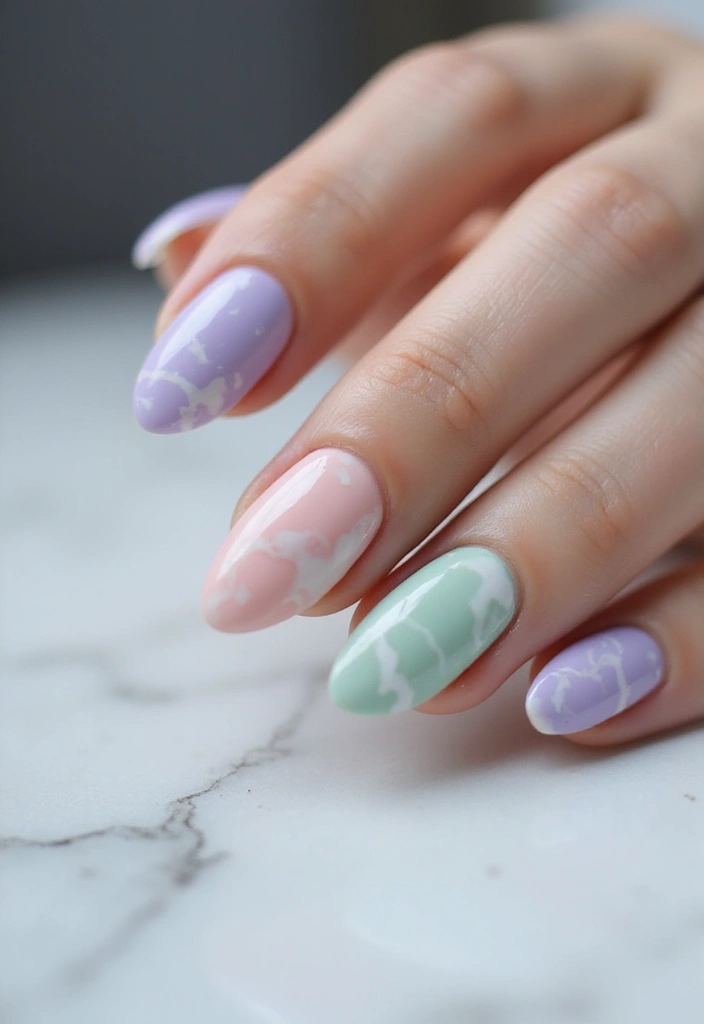 20 Trending Almond Nail Designs for Every Summer Mood - 13. The Marble Effect