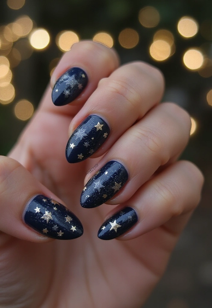 20 Trending Almond Nail Designs for Every Summer Mood - 18. Twinkling Stars