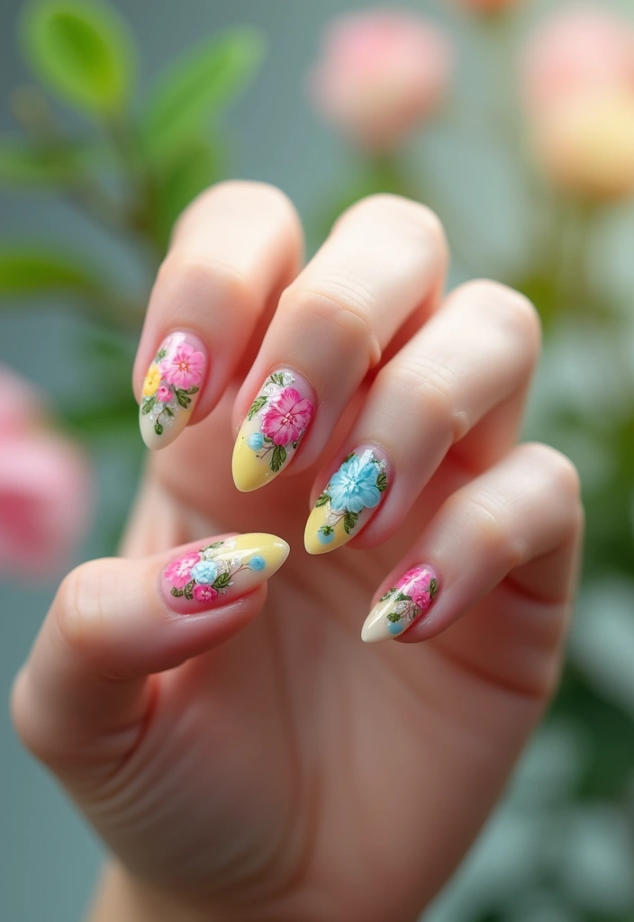 20 Trending Almond Nail Designs for Every Summer Mood - 6. Floral Accents