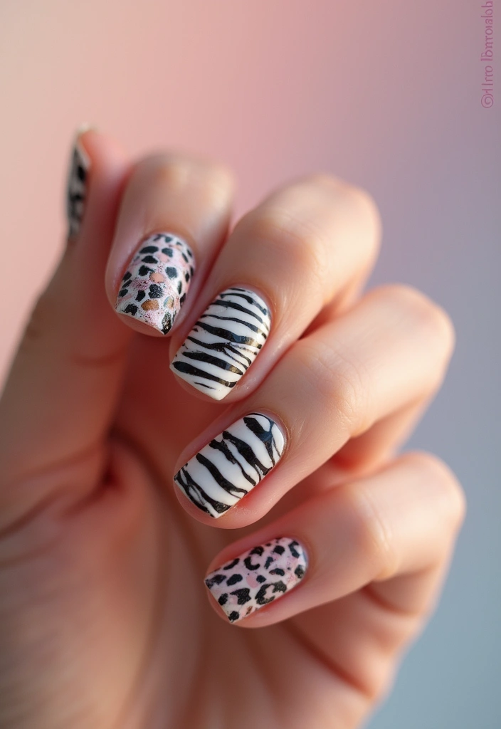 20 Ultimate Guide to Short Gel Nails—French Edition - 14. Animal Print French Tips