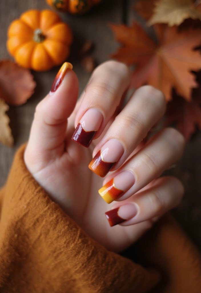 20 Ultimate Guide to Short Gel Nails—French Edition - 16. Fall-Inspired French Tips