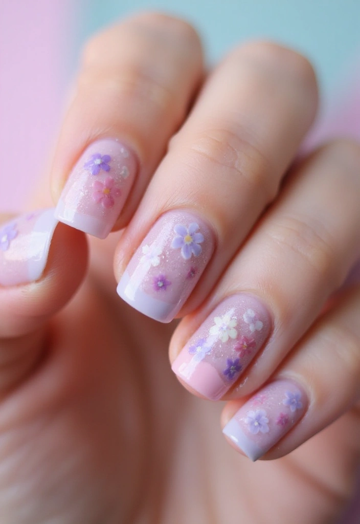 20 Ultimate Guide to Short Gel Nails—French Edition - 6. Floral French Tips