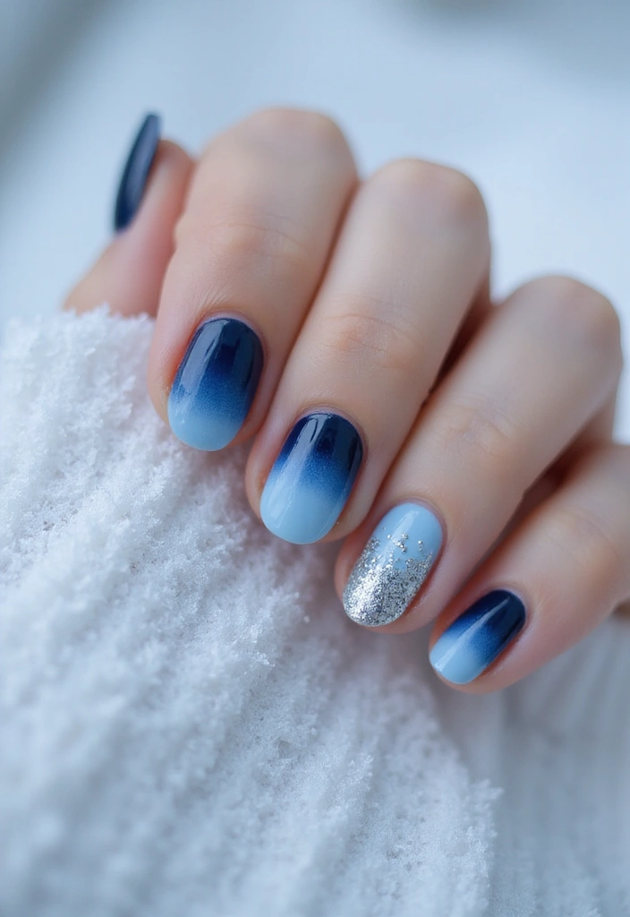 20 Winter Nail Art Designs That Shine Bright - 1. Frosty Blue Ombre